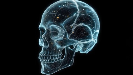Skull with luminous network