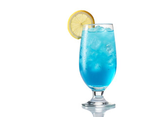 blue cocktail with lemon