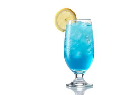 blue cocktail with lemon
