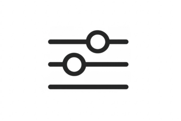 Filter control icon showing adjustment and customization on transparent background