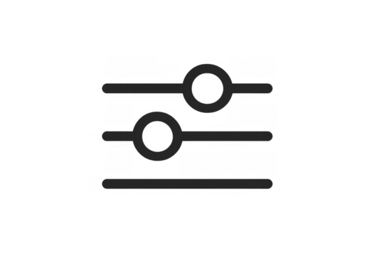 Filter control icon showing adjustment and customization on transparent background