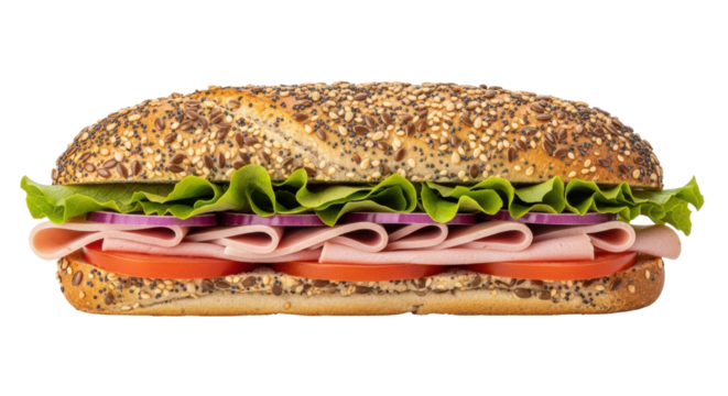 Isolated Sandwich with Ham and Vegetables