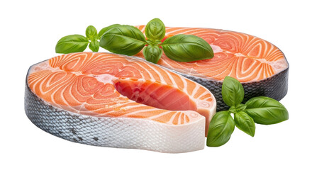 Isolated salmon slices
