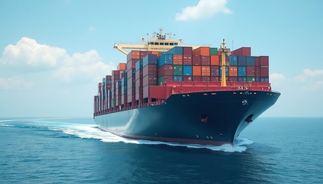 Cargo Ship at Sea