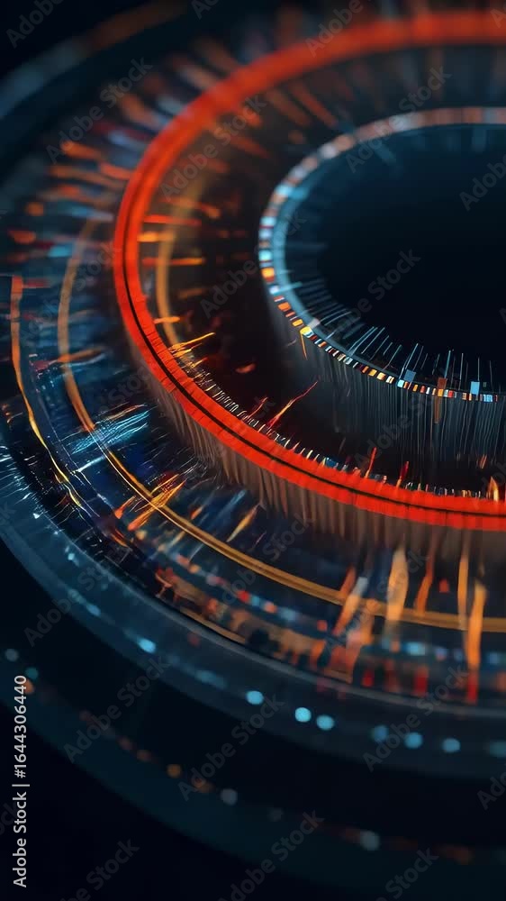 Poster abstract visualization of circadian oscillation with neon 24hour clock pulses of light sync with alt