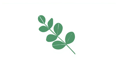 Simple Leaf Branch Illustration on White


