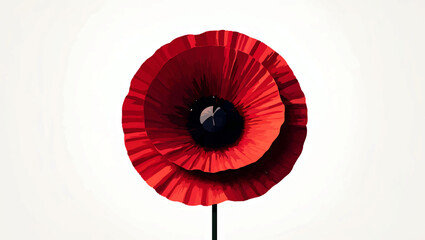 Obraz premium Stylized Red Poppy Flower on White Background