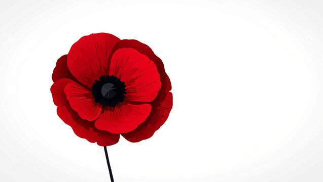 Stylized Red Poppy Flower on White Background

