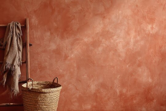 Warm terracotta plaster wall texture with gentle artisanal finish.