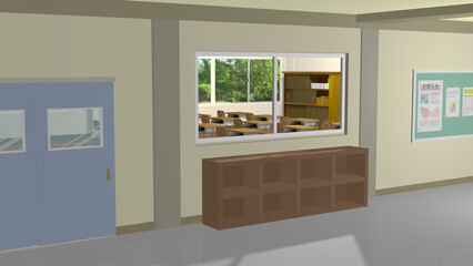 アニメーションの背景に使える教室の風景（動画もあります）