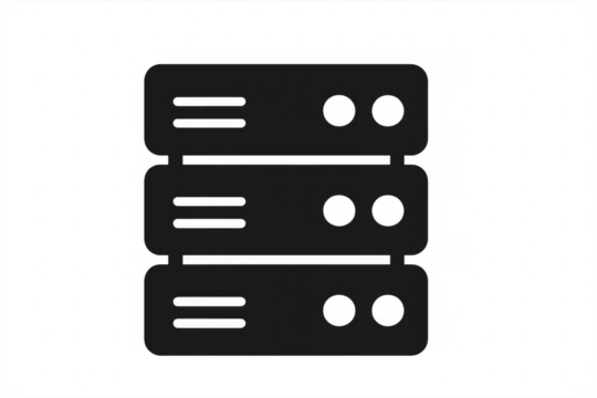 Server rack icon representing data storage and network infrastructure on transparent background