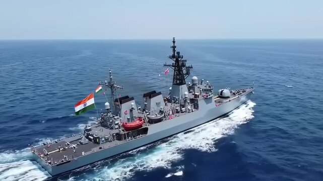 Indian Navy Ship at Sea.