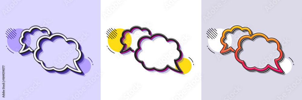 Poster messenger line icon. halftone dotted pattern. gradient icon with grain shadow. comic speech bubble s
