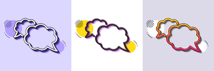 Messenger line icon. Halftone dotted pattern. Gradient icon with grain shadow. Comic speech bubble sign. Chat message symbol. Line messenger icon. Various designs. Vector