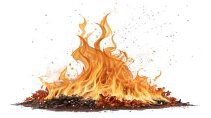 Isolated fire flames blazing bonfire campfire burning hot heat danger inferno blaze