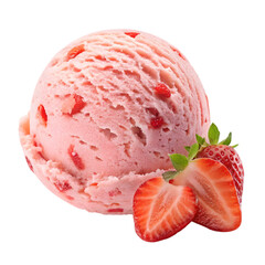 Delicious strawberry ice cream scoop with fresh strawberries summer dessert treat