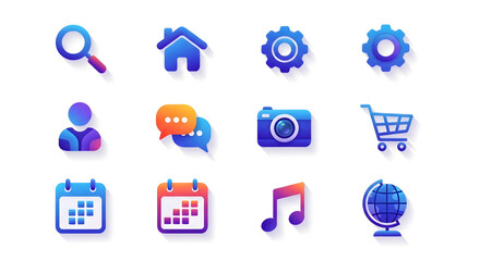 Modern gradient style UI icons for web and app design, offering vibrant and engaging interface elements