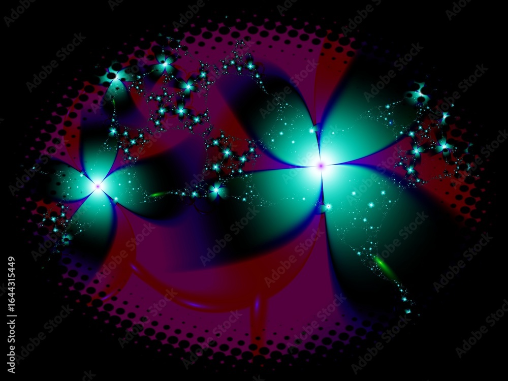 Aufkleber fractal image in an oval frame with flowers on a dark background..template with place for inserting 