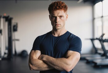 Cardio fitness instructor demonstrating strength and confidence in the gym