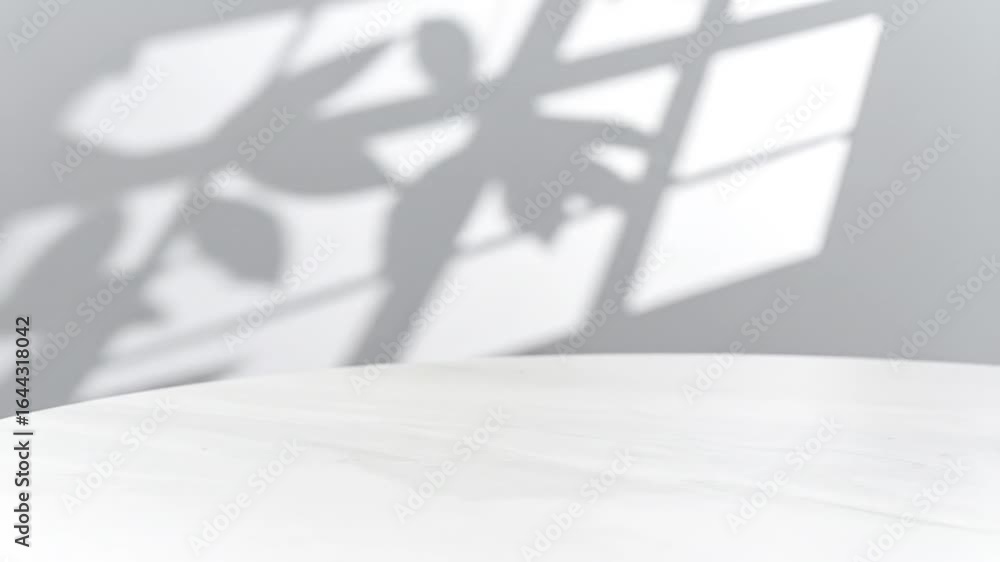 Aufkleber white wooden tabletop and window shadow overlay display background for product photography and prese