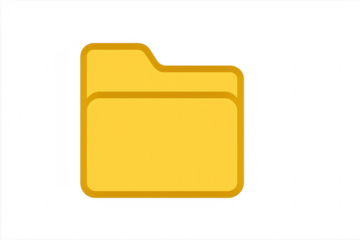 Yellow folder icon representing data storage on transparent background