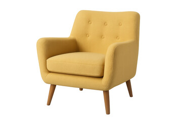 Yellow modern armchair with transparent background representing comfort and style