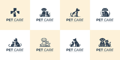 Naklejka premium Canine feline companion emblem animal care logo template
