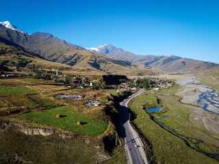 Scenic aerial view near Dargavs village, North Osetia, Russia
