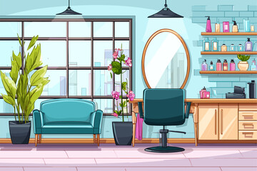 Stylish Interior of a Modern Beauty Salon with Elegant Decor