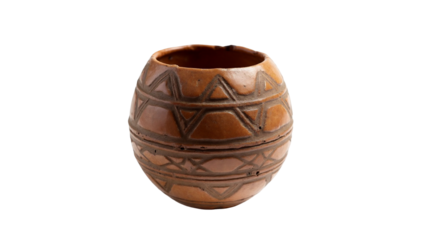 San ostrich egg shell container featuring intricate geometric engravings representing cultural artistry and tradition