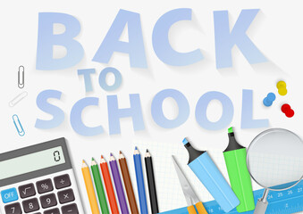 Clean Education Banner with Supplies and Lettering