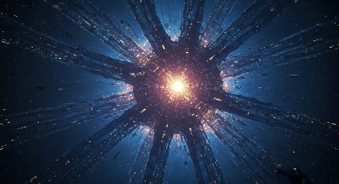 Massive Futuristic Energy Core Structure in Deep Space