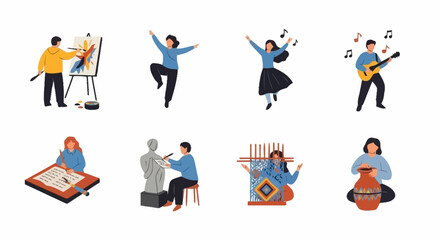 Obraz premium Creative Hobbies and Artistic Pursuits Vector Illustration for Educational Materials and Promoting Engaging Recreational Activities