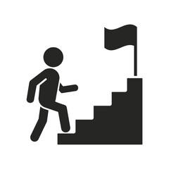 Motivation icon, man chasing a goal symbol. Vector isolated illustration