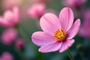 Fototapeta premium Close-up of delicate pink flower petals, soft focus background, floral, macro, botanical