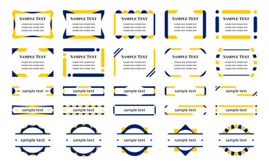 Set of Yellow and Blue Geometric Frame Templates for Text