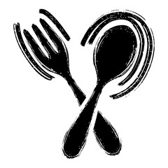 Watercolor effect spoon and fork vector icon