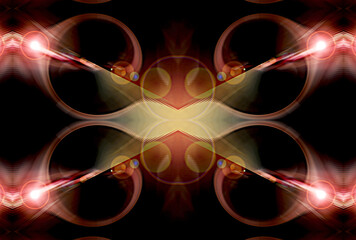 Futuristic symmetrical design with energy beams for sci-fi presentations and tech branding