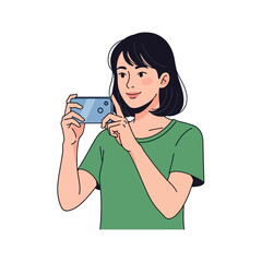 Woman Taking a Photo with Smartphone - Illustration
