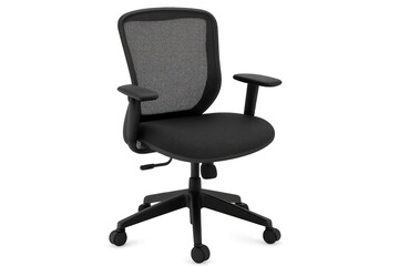 Modern black office chair with transparent background, perfect for working from home