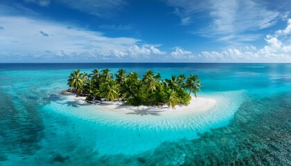 tropical island oasis with turquoise water and palm trees ideal for summer travel promos remote work paradise or beach escape dreams