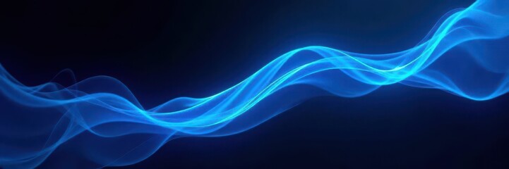 Obraz premium Abstract blue light swoosh, dynamic energy, black background , dynamic, bright