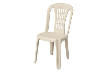 Simple white plastic chair isolated on transparent background