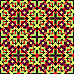 Obraz premium Geometric seamless pattern with artistic crosses and floral decorative elements
