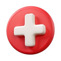 Obraz premium 3D Red Circle with White Plus Sign on Black Background symbol medical