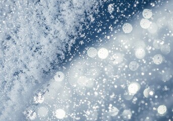 Sparkling Frosty Winter Snowflakes and Bokeh Lights Celebrate Christmas Joy