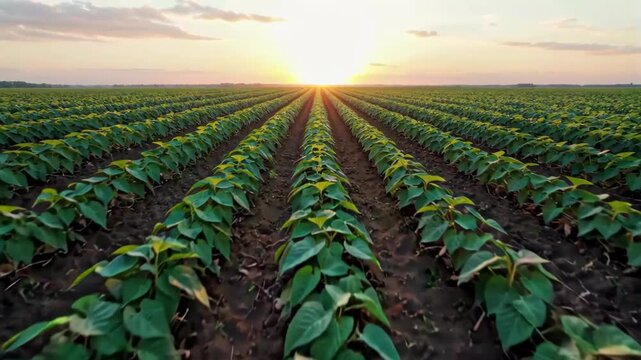 Field Farmland Sunset Plant Landscape Farmland Crops at Sunrise