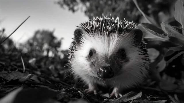 A small hedgehog in a garden setting.