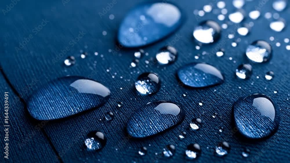 Aufkleber macro shot of water drops on a blue textured surface with abstract patterns and shiny reflections a 