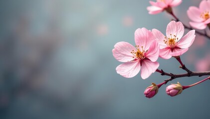 Delicate flowering dogwood branch against a muted gray backdrop , branch, soft, wildflower